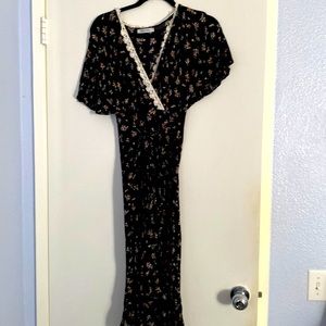 Ces Femme Midi Black Floral Dress S